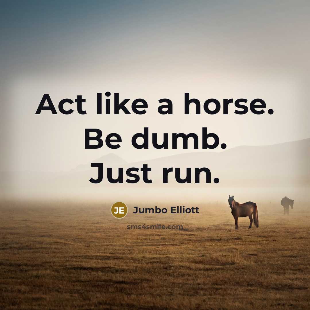 “Act like a horse. Be dumb. Just run.” quote by Jumbo Elliott