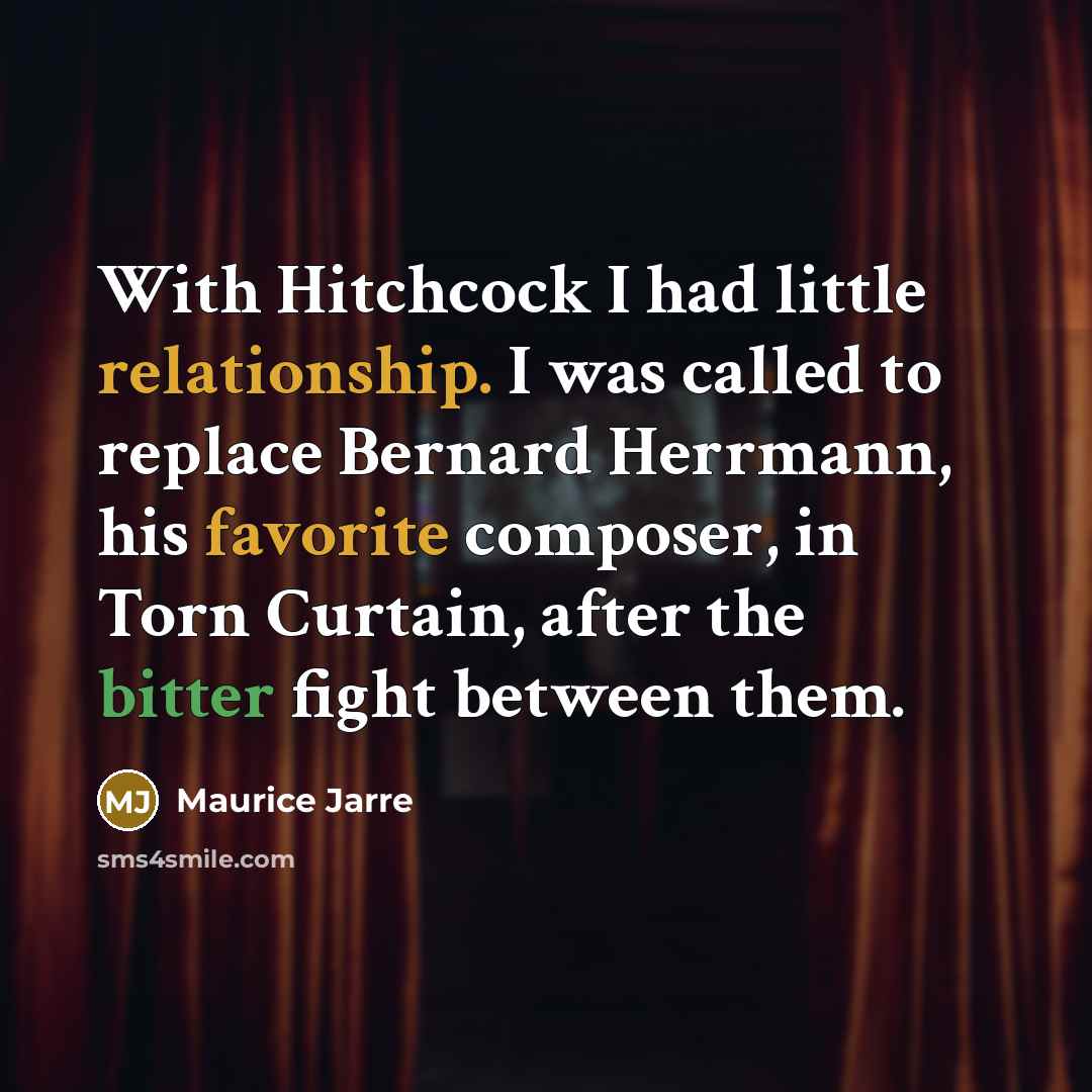 “With Hitchcock I had little relationship. I was called to…” quote by Maurice Jarre