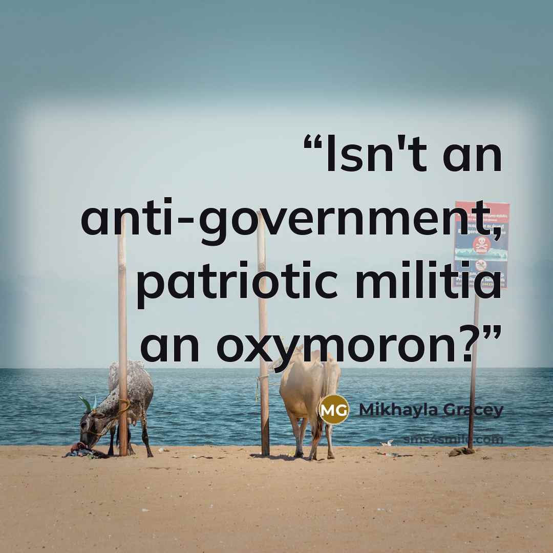 “Isn't an anti-government, patriotic militia an oxymoron?” quote by Mikhayla Gracey