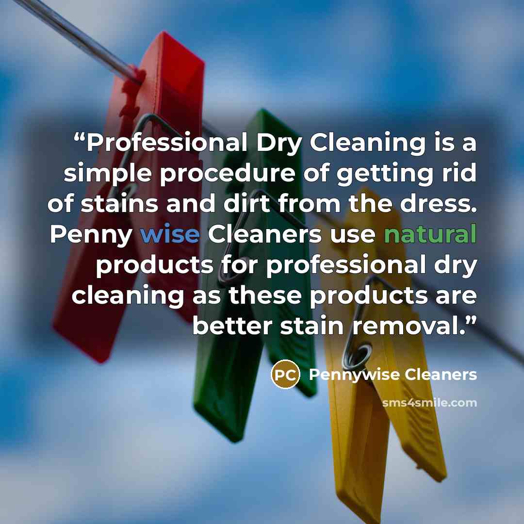 “Professional Dry Cleaning is a simple procedure of getting rid of stains and dirt from the dress. Penny wise Cleaners use natural products for professional dry cleaning as these products are better stain removal.” quote by Pennywise Cleaners
