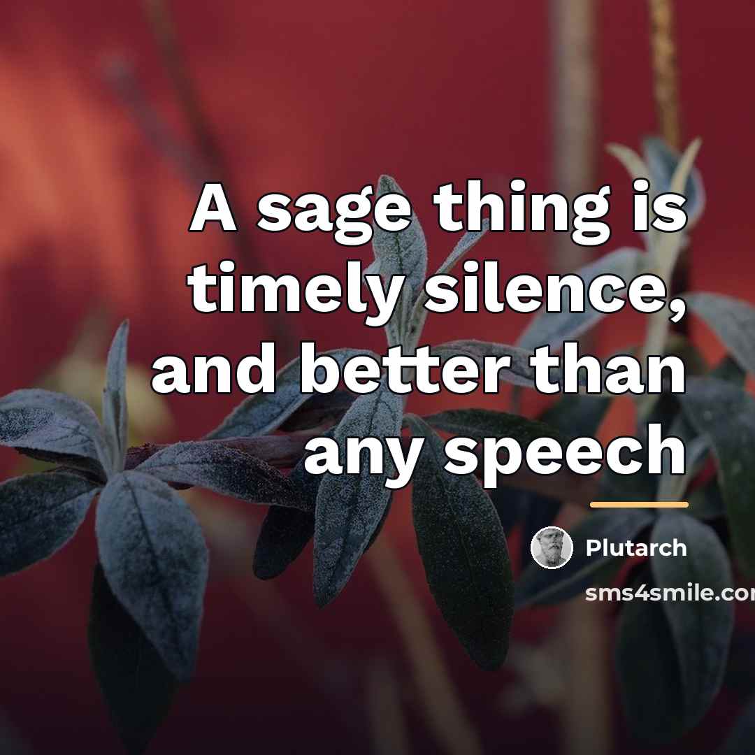 “A sage thing is timely silence, and better than any…” quote by Plutarch