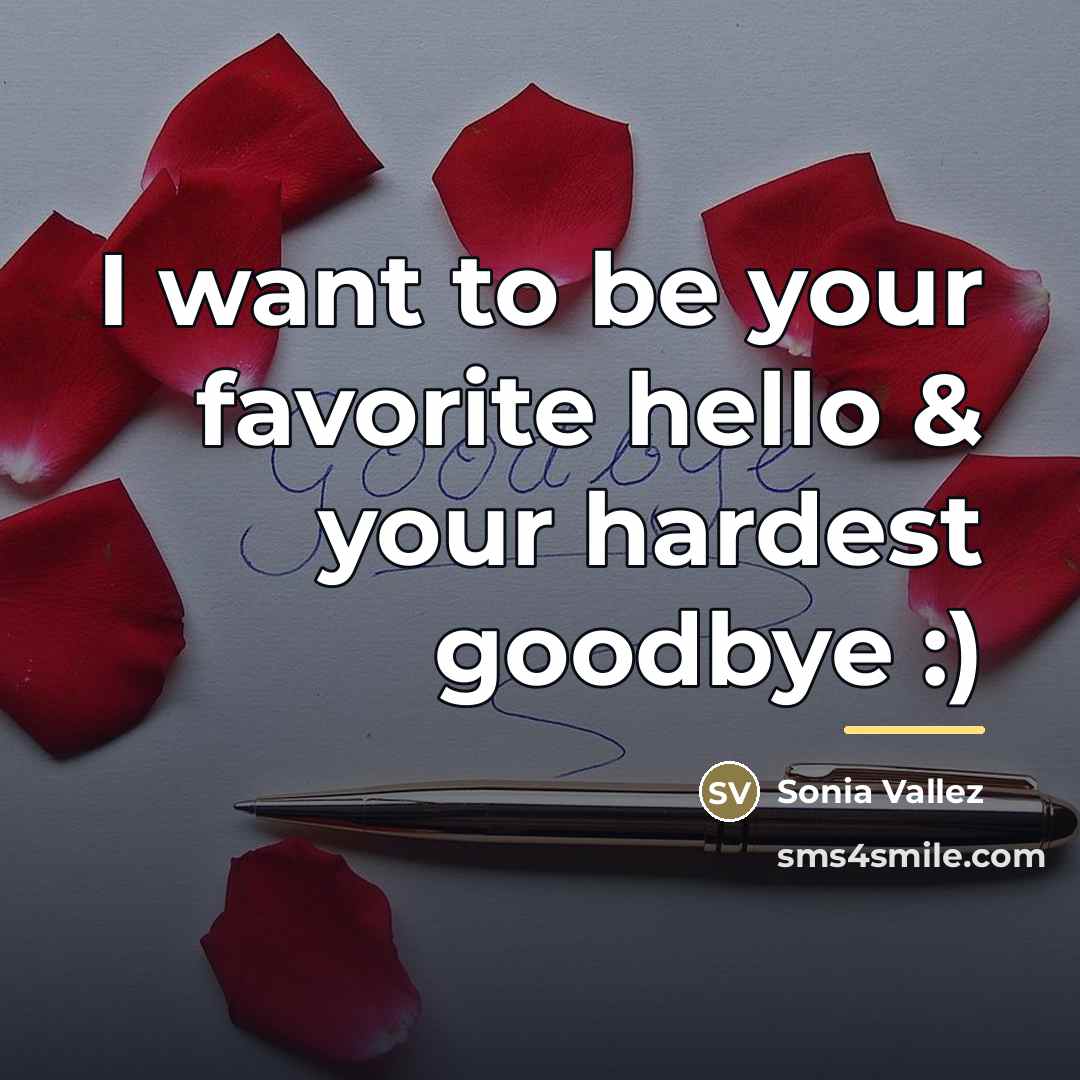 “I want to be your favorite hello & your hardest…” quote by Sonia Vallez