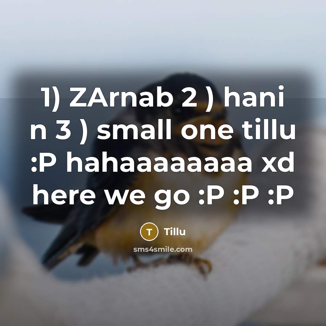 “1) ZArnab 2 ) hani n 3 ) small one…” quote by Tillu