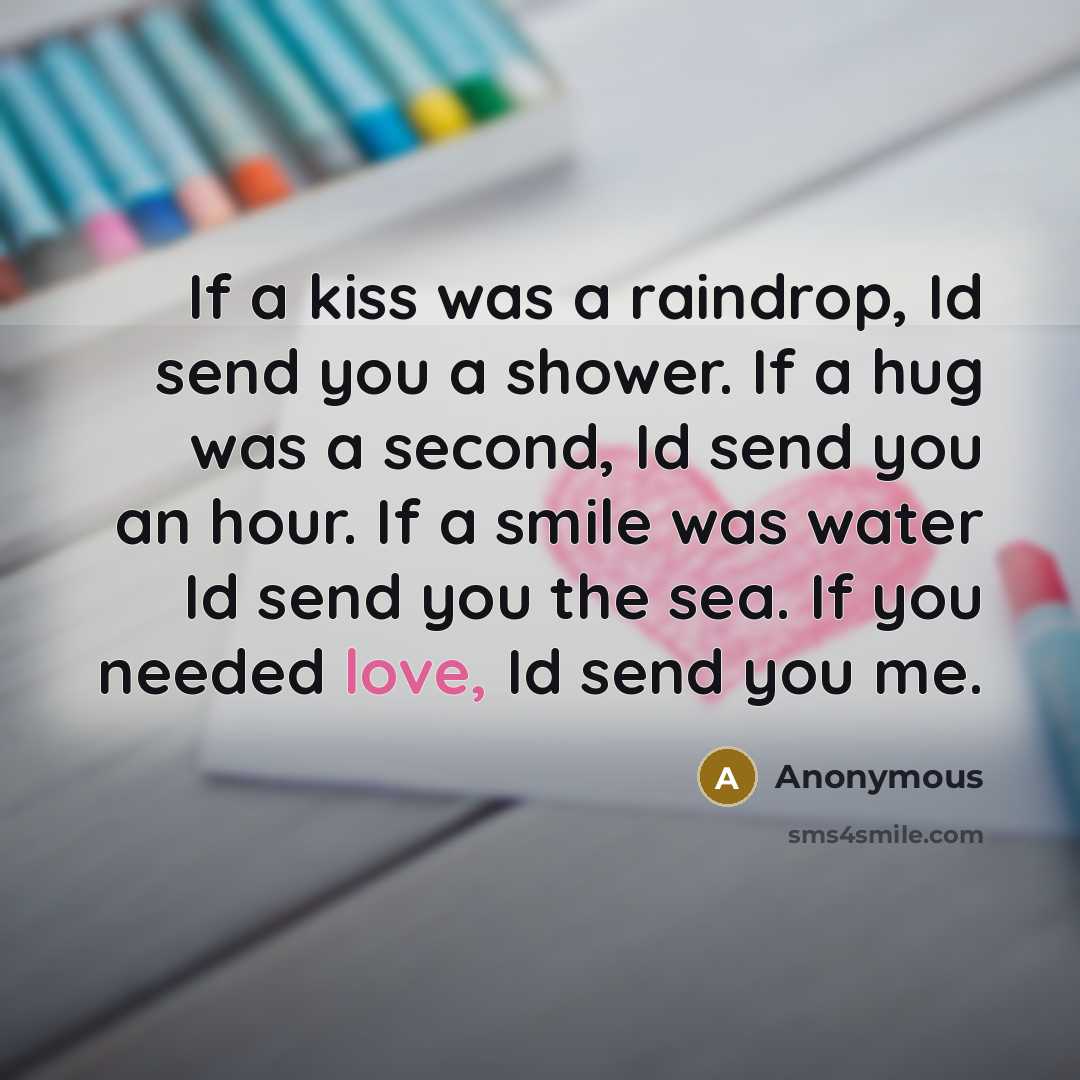 “If a kiss was a raindrop, Id send you a…” quote by Anonymous