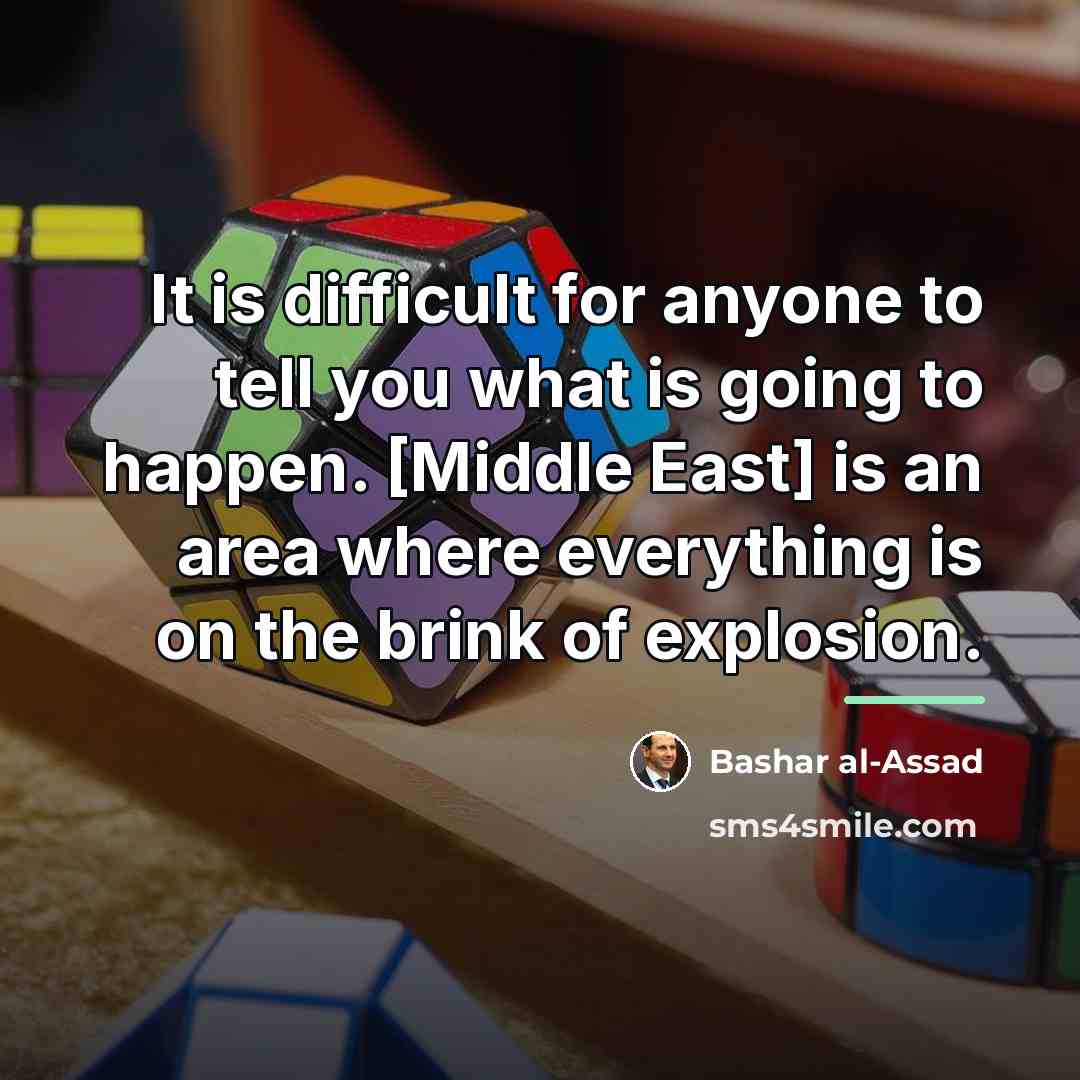 “It is difficult for anyone to tell you what is…” quote by Bashar al-Assad