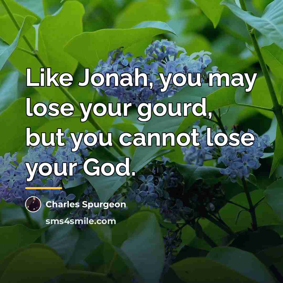 “Like Jonah, you may lose your gourd, but you cannot…” quote by Charles Spurgeon