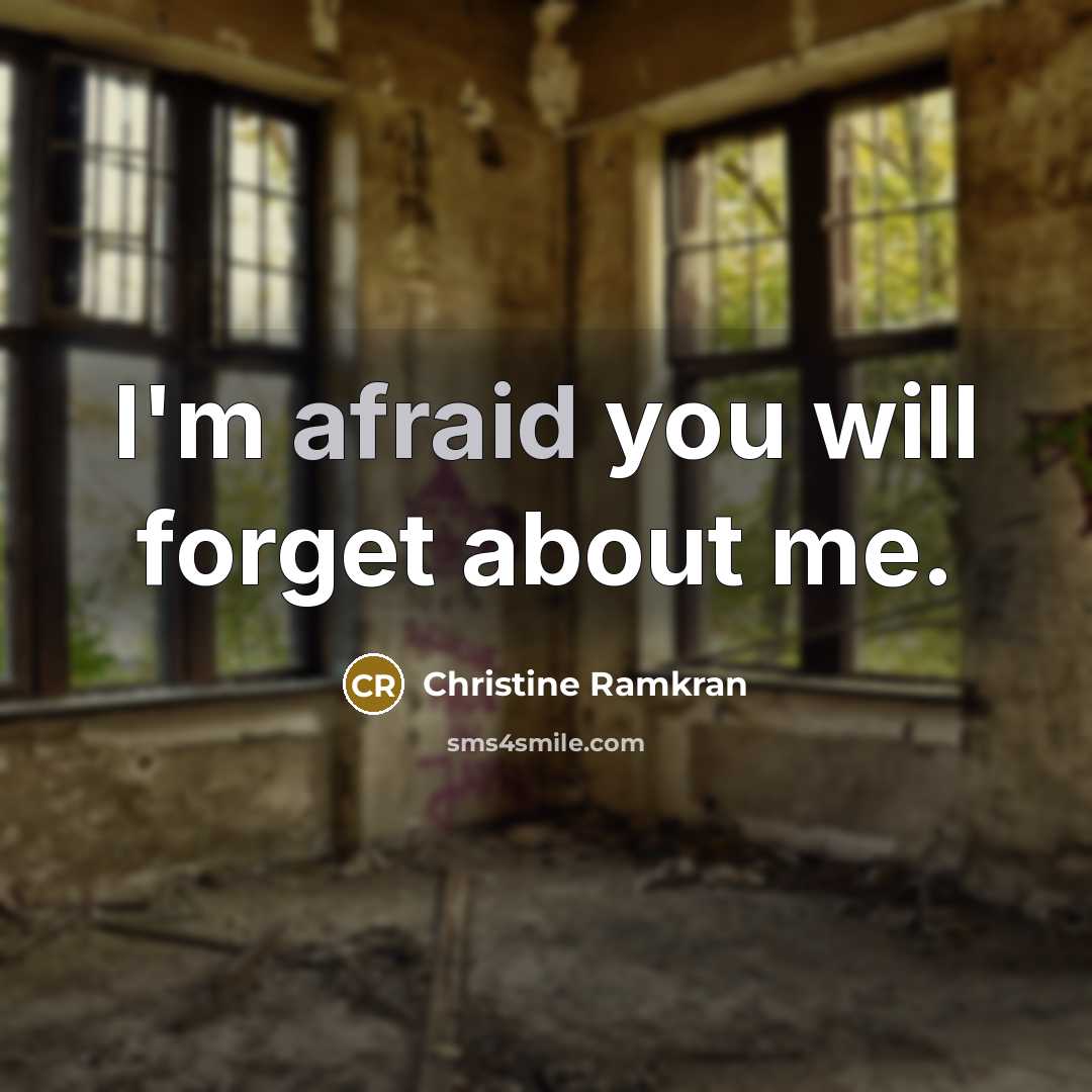“I'm afraid you will forget about me.” quote by Christine Ramkran