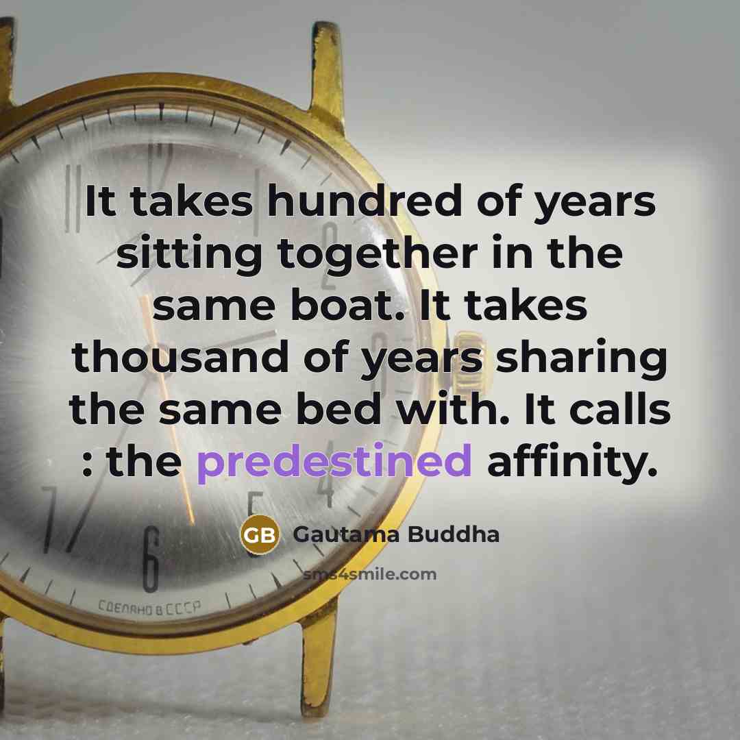 “It takes hundred of years sitting together in the same…” quote by Gautama Buddha