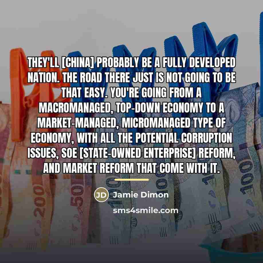 “They'll [China] probably be a fully developed nation. The road…” quote by Jamie Dimon