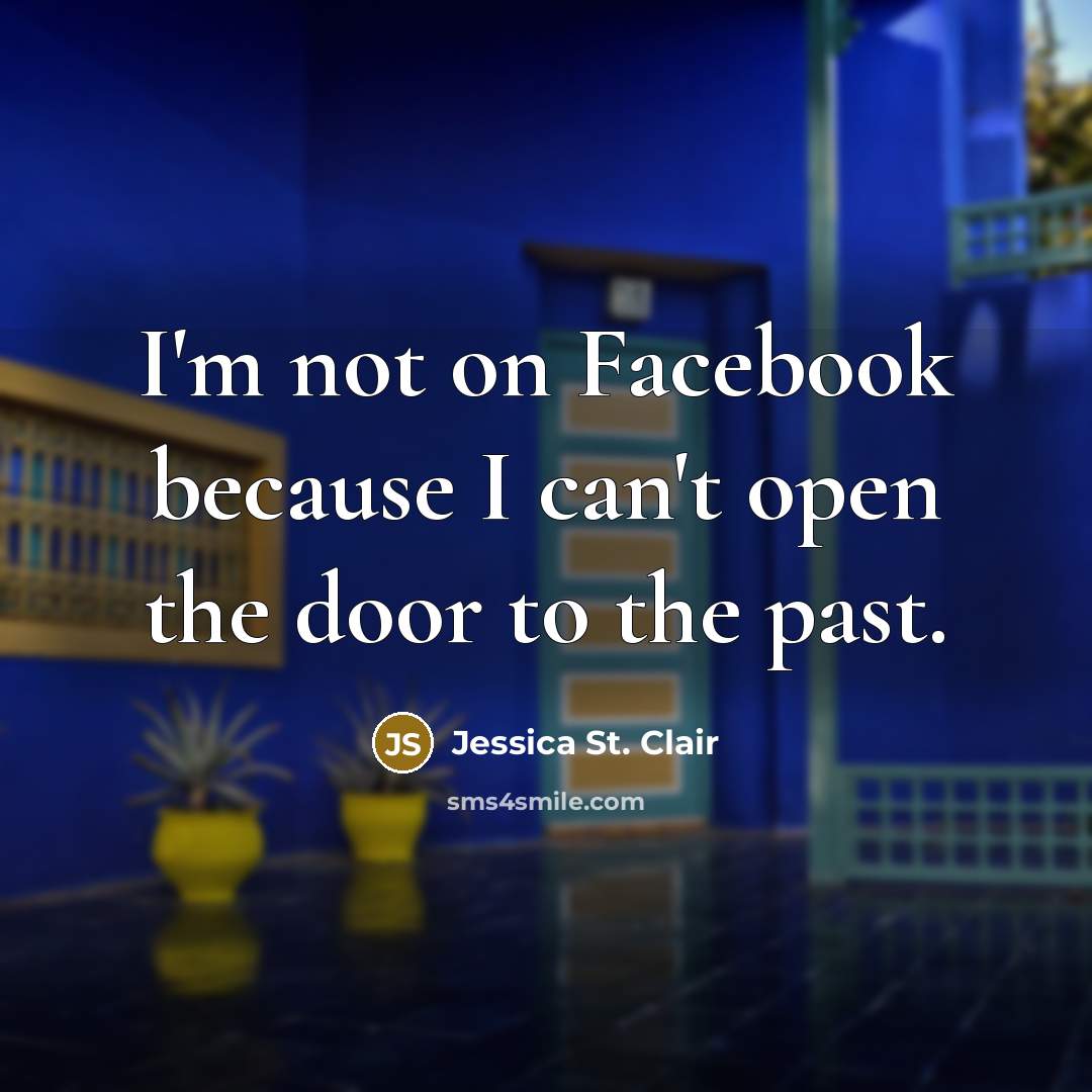 “I'm not on Facebook because I can't open the door…” quote by Jessica St. Clair