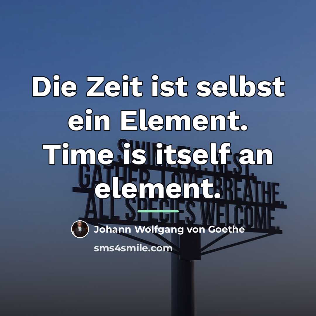 “Die Zeit ist selbst ein Element. Time is itself an…” quote by Johann Wolfgang von Goethe