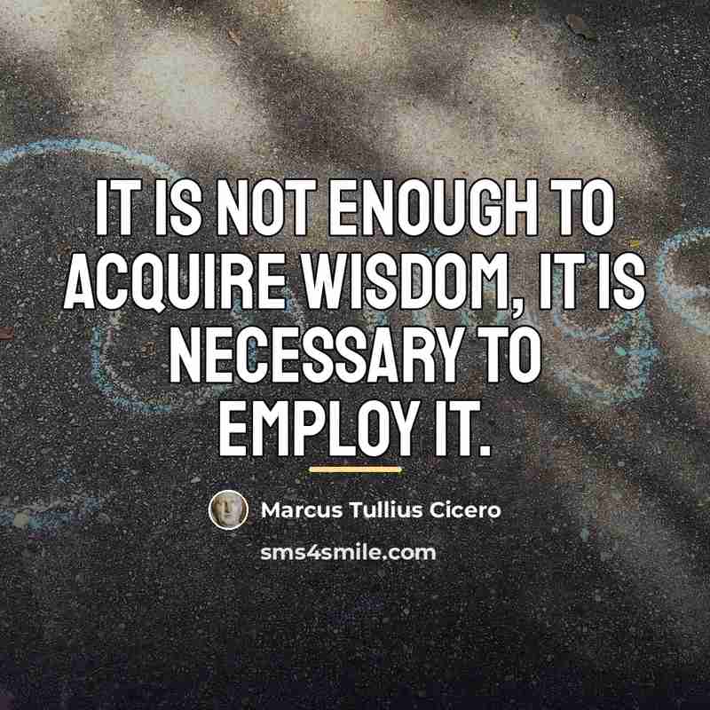 “It is not enough to acquire wisdom, it is necessary…” quote by Marcus Tullius Cicero