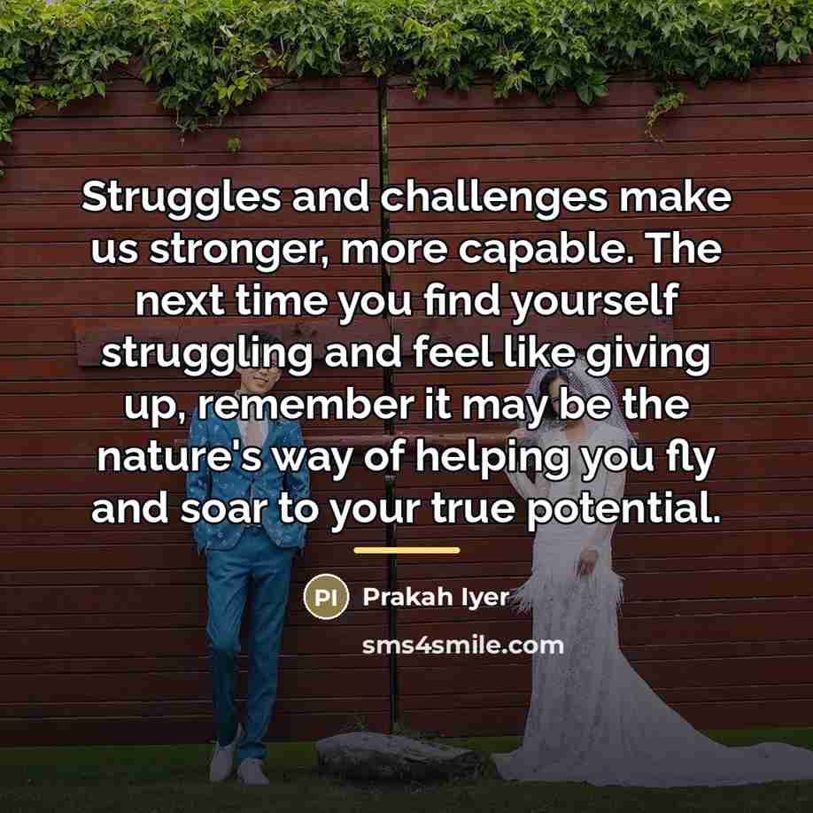 “Struggles and challenges make us stronger, more capable. The next…” quote by Prakah Iyer
