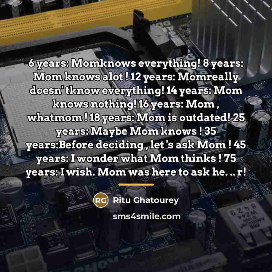 “6 years: Momknows everything! 8 years: Mom knows alot !…” quote by Ritu Ghatourey