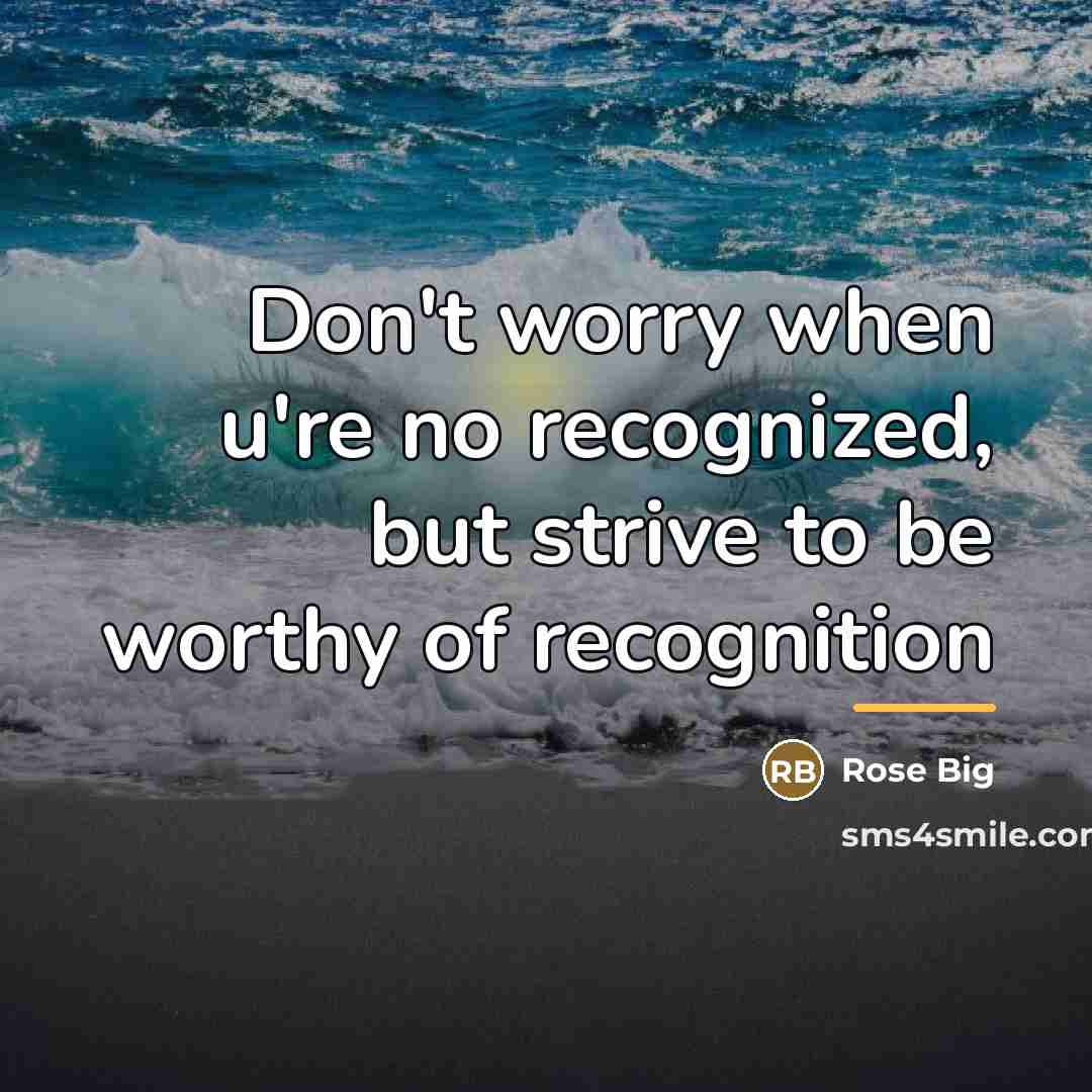 “Don't worry when u're no recognized, but strive to be…” quote by Rose Big