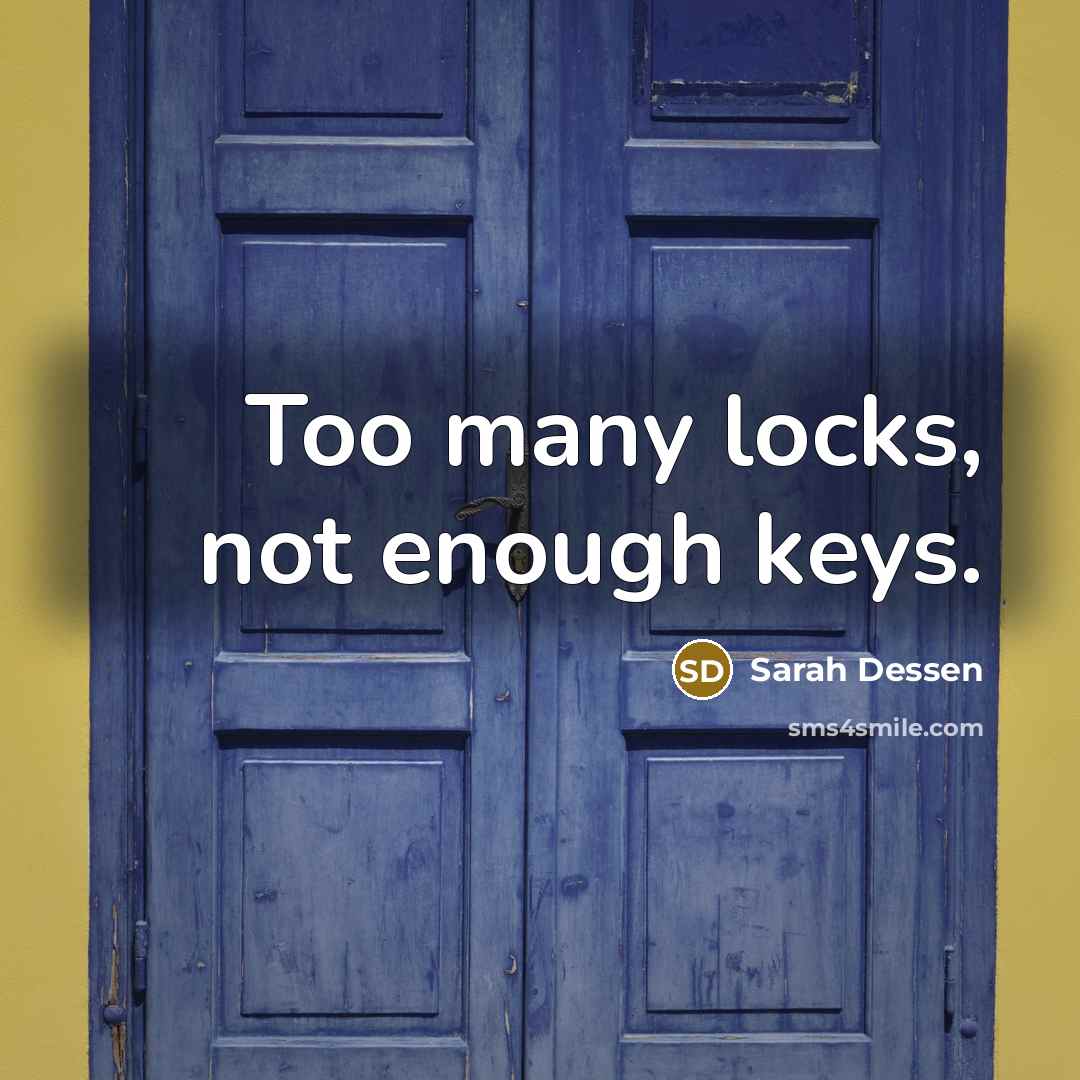 “Too many locks, not enough keys.” quote by Sarah Dessen