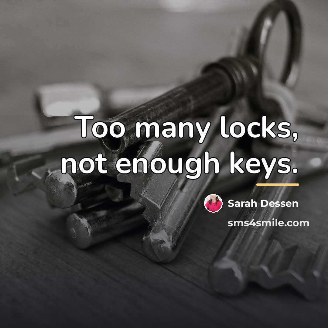 “Too many locks, not enough keys.…” quote by Sarah Dessen