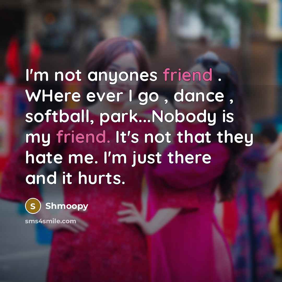 “I'm not anyones friend . WHere ever I go ,…” quote by Shmoopy