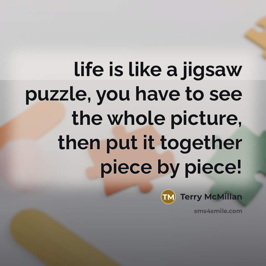 “life is like a jigsaw puzzle, you have to see…” quote by Terry McMillan