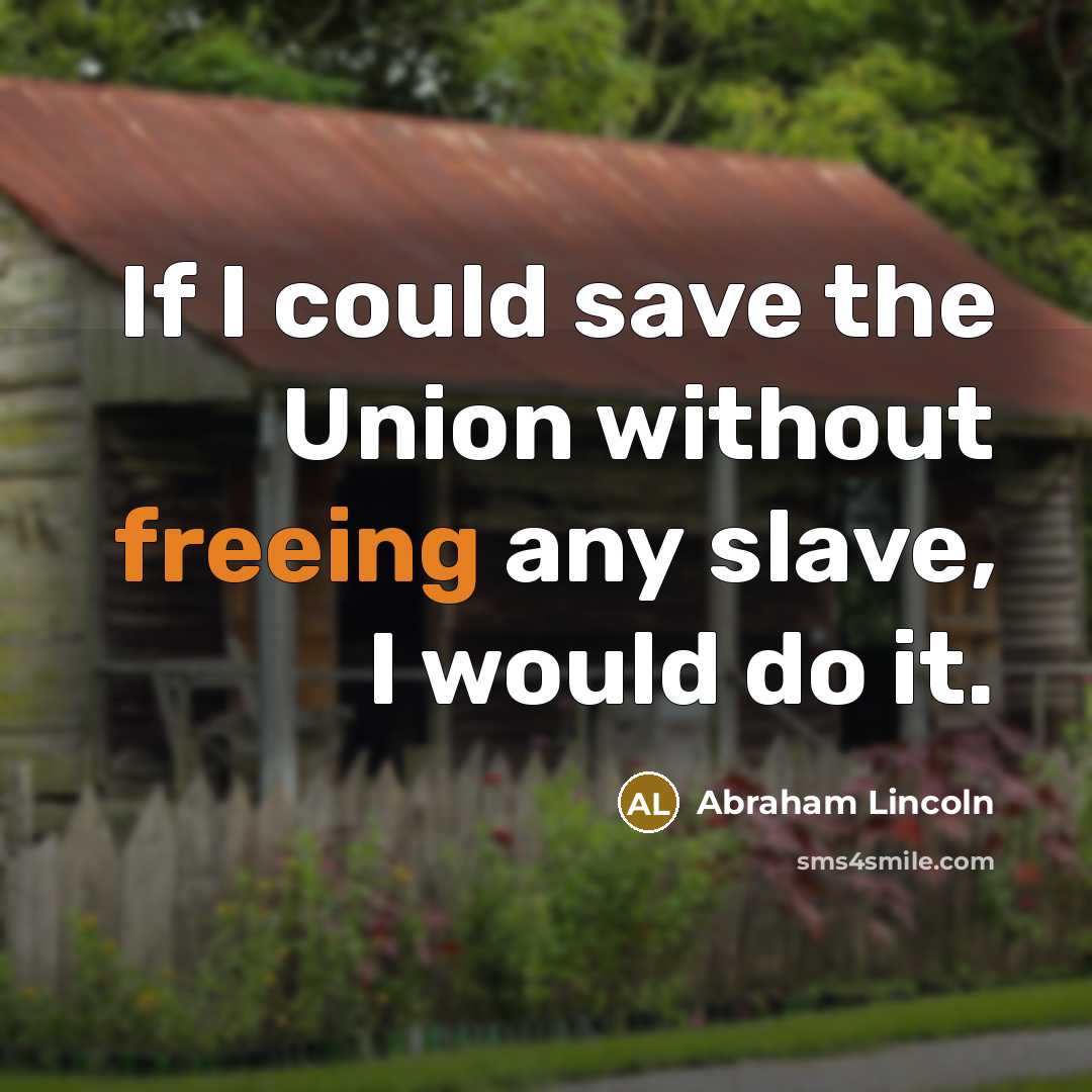 “If I could save the Union without freeing any slave,…” quote by Abraham Lincoln