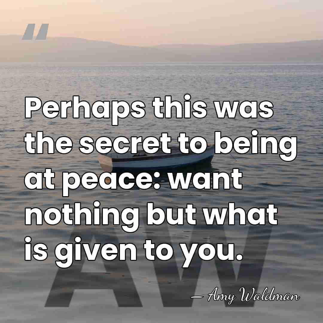 Perhaps this was the secret to being at peace: want nothing but&hellip; - Amy Waldman