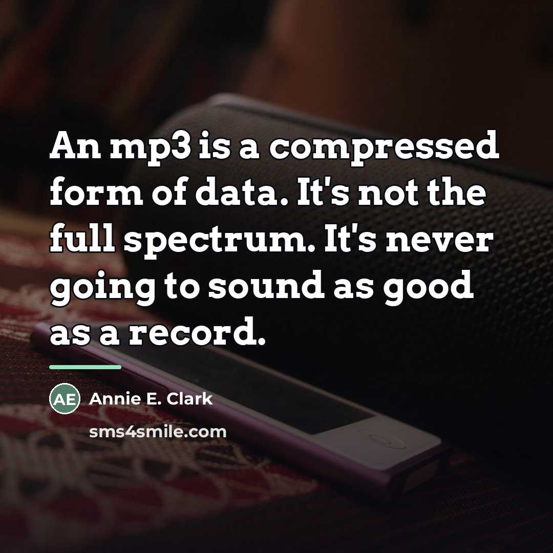 “An mp3 is a compressed form of data. It's not…” quote by Annie E. Clark