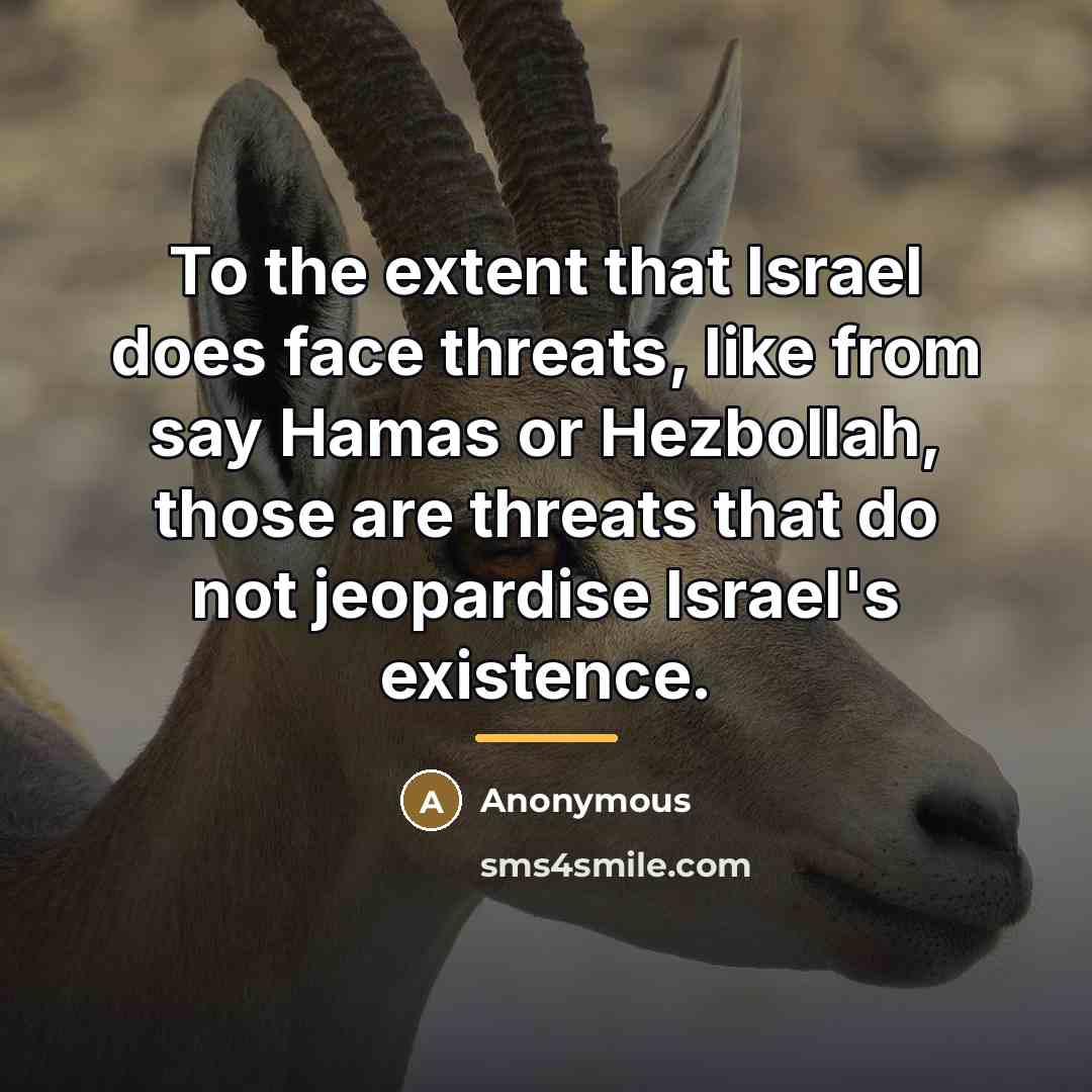 “To the extent that Israel does face threats, like from…” quote by Anonymous