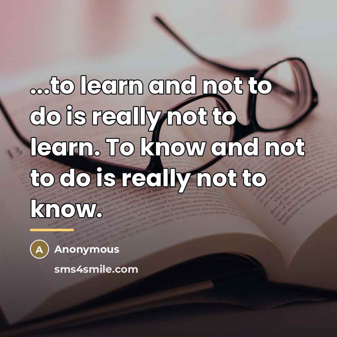 “...to learn and not to do is really not to…” quote by Anonymous