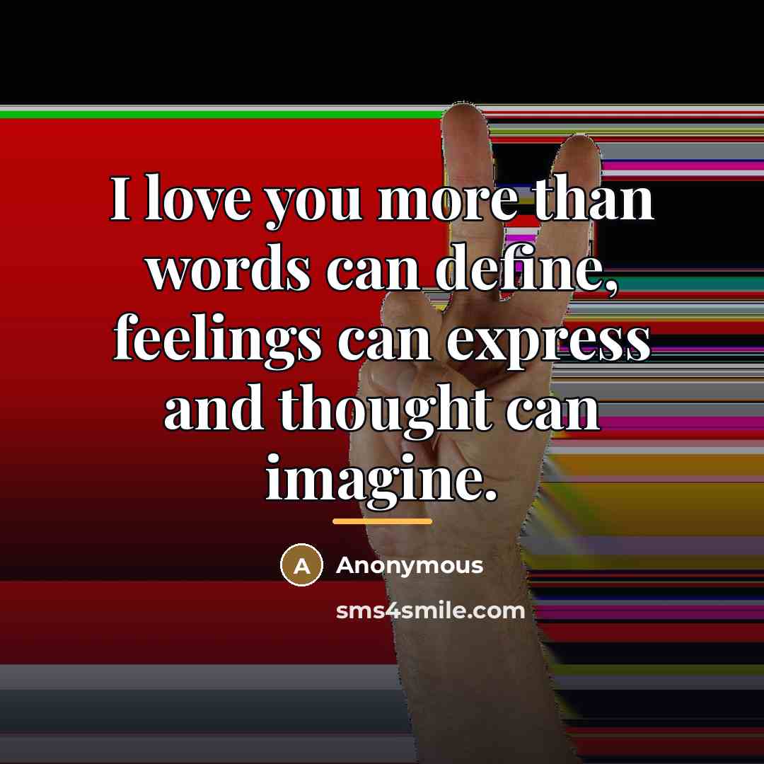 “I love you more than words can define, feelings can…” quote by Anonymous