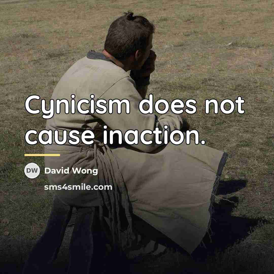 “Cynicism does not cause inaction.…” quote by David Wong
