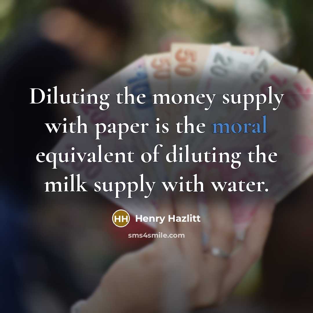 “Diluting the money supply with paper is the moral equivalent…” quote by Henry Hazlitt