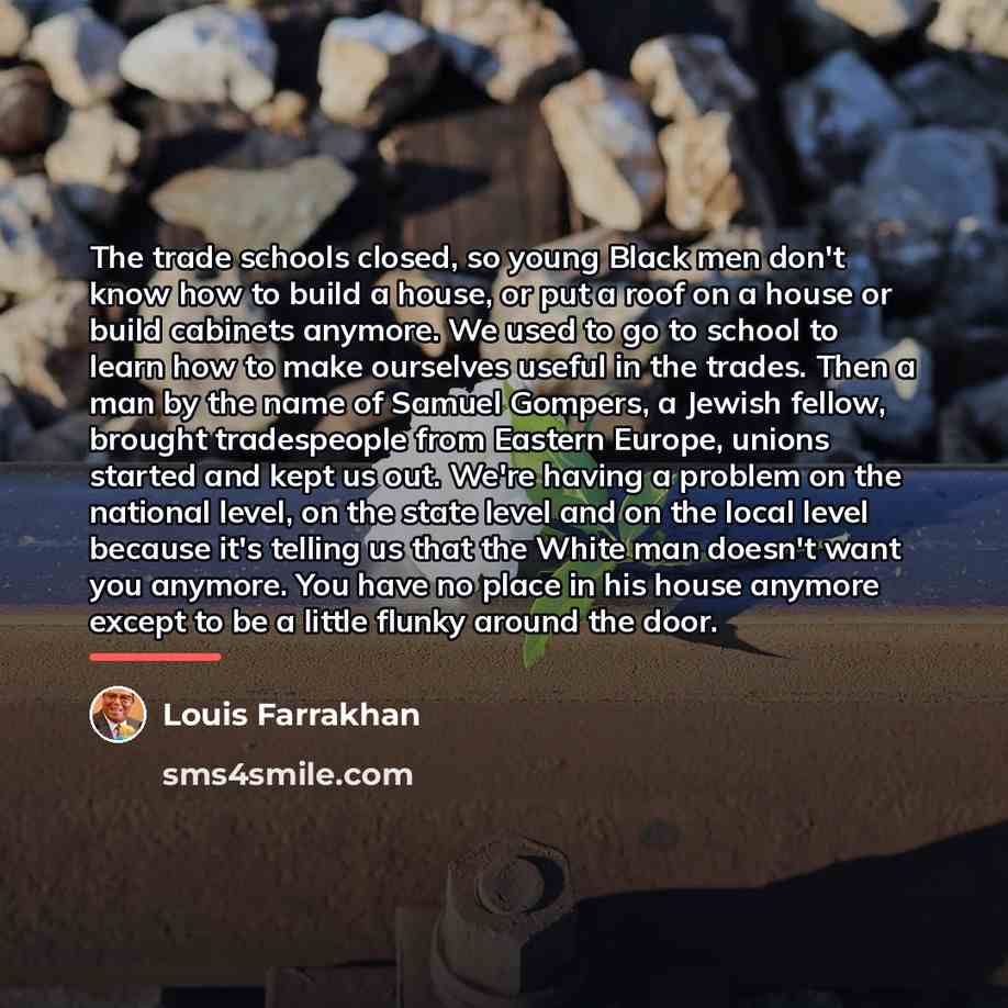 “The trade schools closed, so young Black men don't know…” quote by Louis Farrakhan