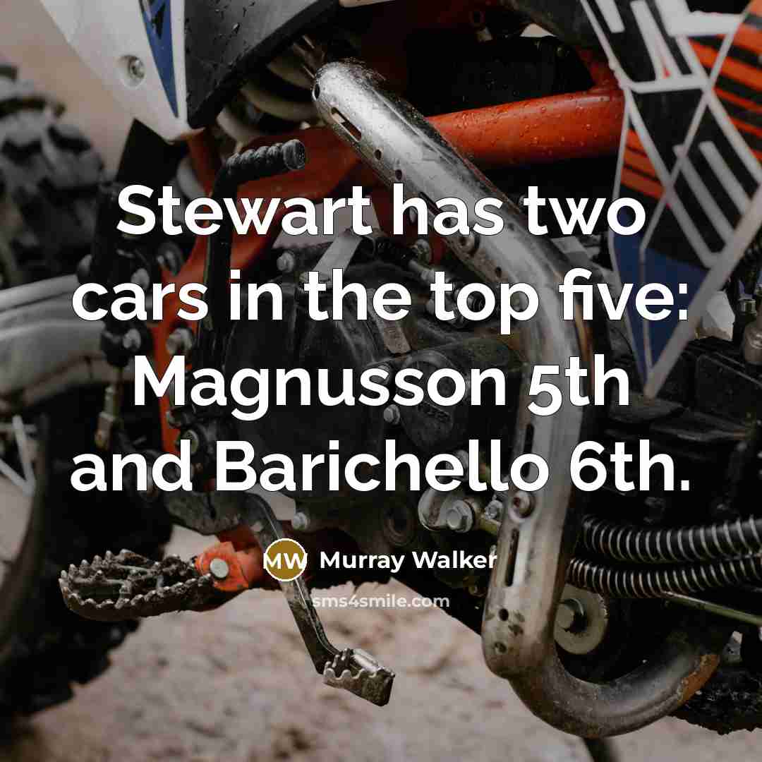 “Stewart has two cars in the top five: Magnusson 5th…” quote by Murray Walker
