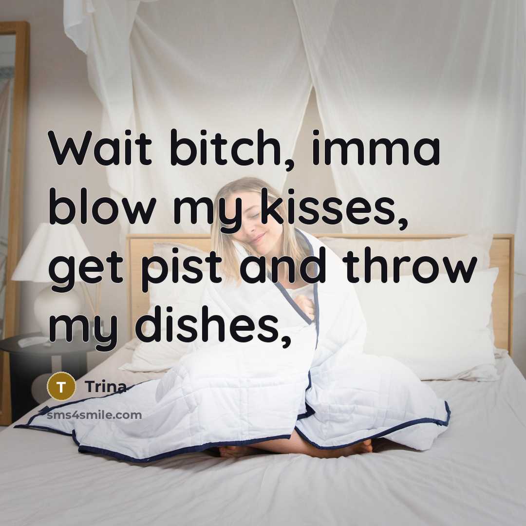 “Wait bitch, imma blow my kisses, get pist and throw my dishes,” quote by Trina