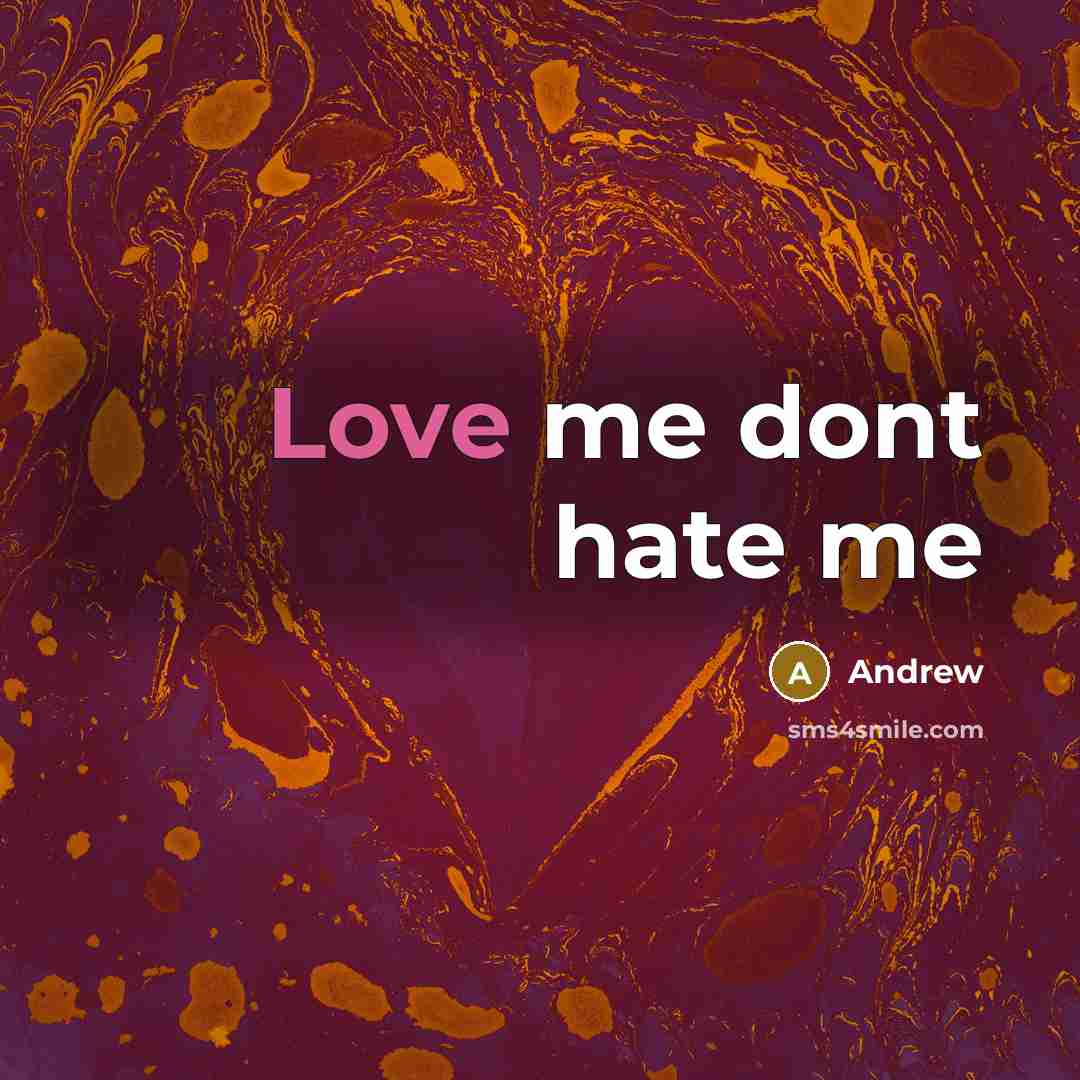 “Love me dont hate me…” quote by Andrew