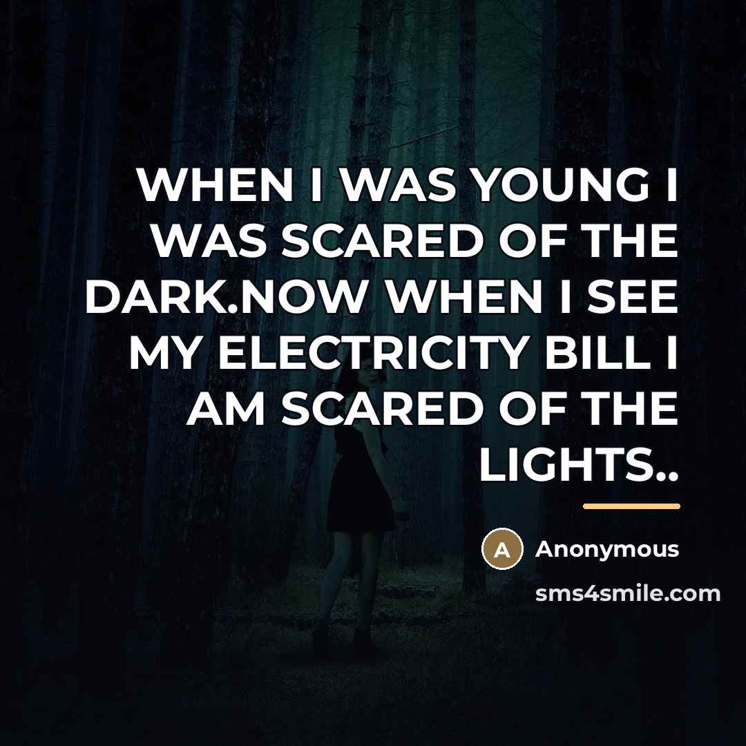 “WHEN I WAS YOUNG I WAS SCARED OF THE DARK.NOW…” quote by Anonymous