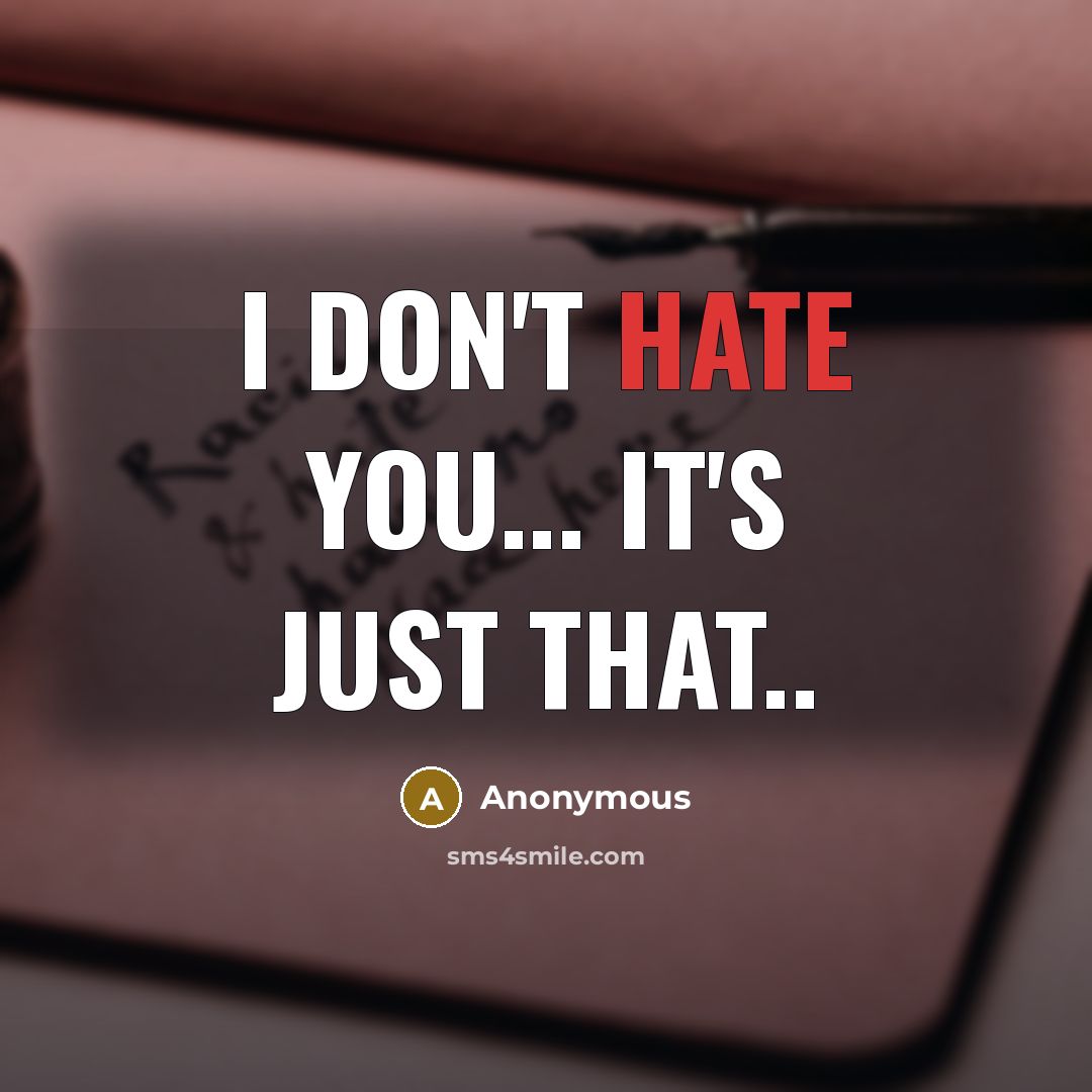 “I don't hate you... it's just that..…” quote by Anonymous