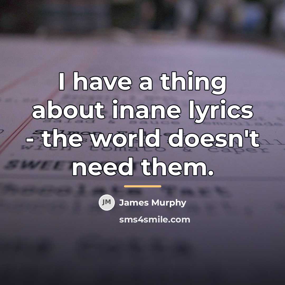 “I have a thing about inane lyrics - the world…” quote by James Murphy