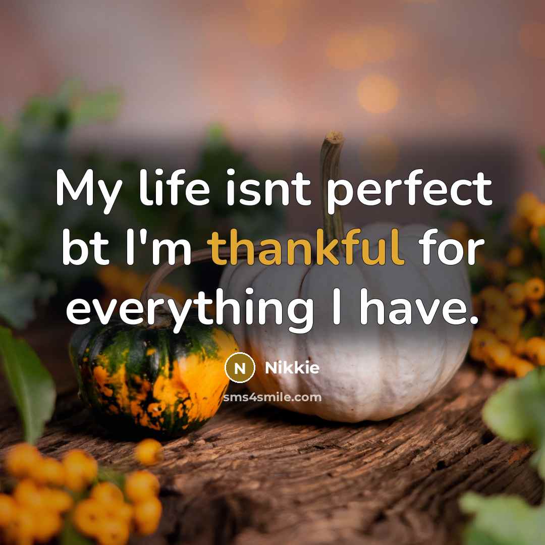 “My life isnt perfect bt I'm thankful for everything I…” quote by Nikkie
