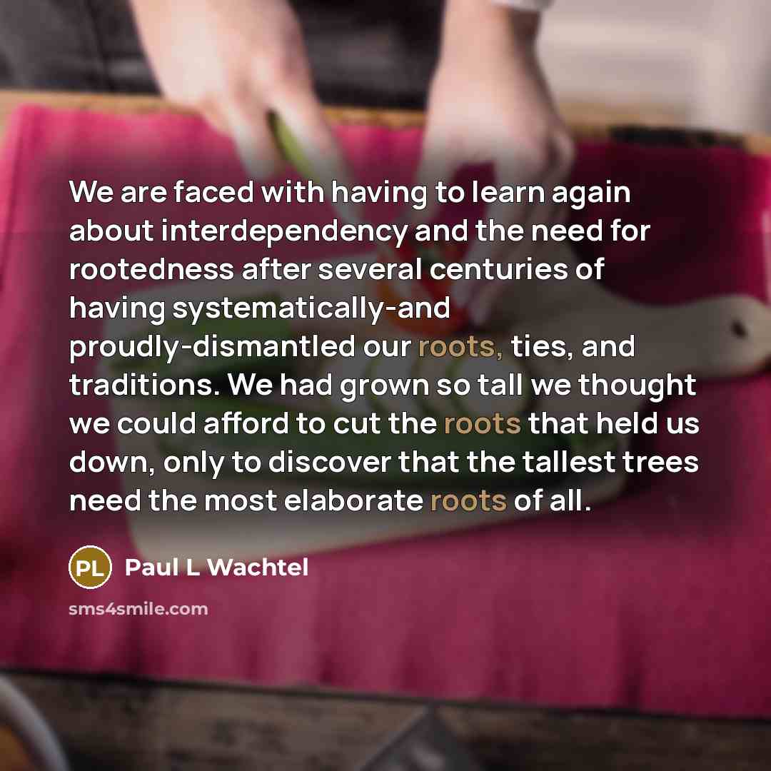 “We are faced with having to learn again about interdependency…” quote by Paul L Wachtel