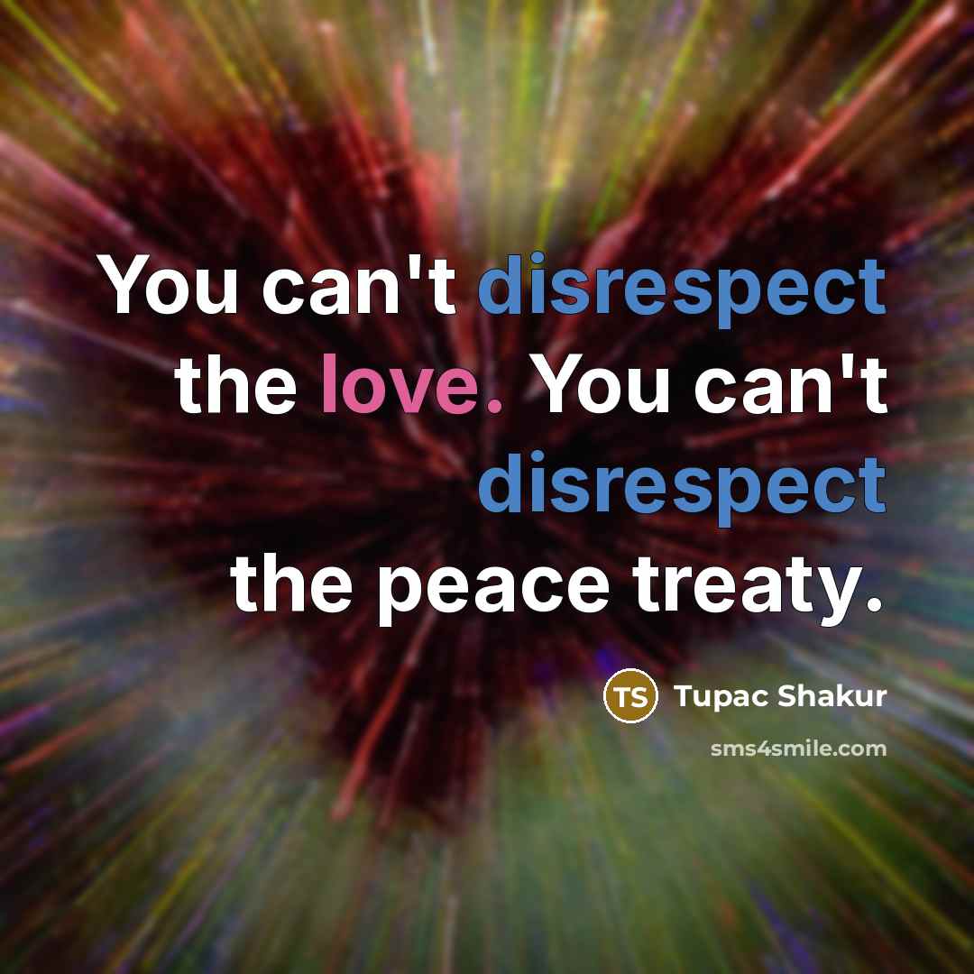 “You can't disrespect the love. You can't disrespect the peace…” quote by Tupac Shakur