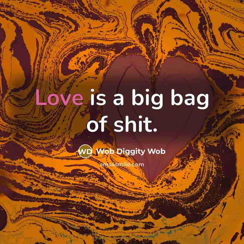 “Love is a big bag of shit.” quote by Wob Diggity Wob