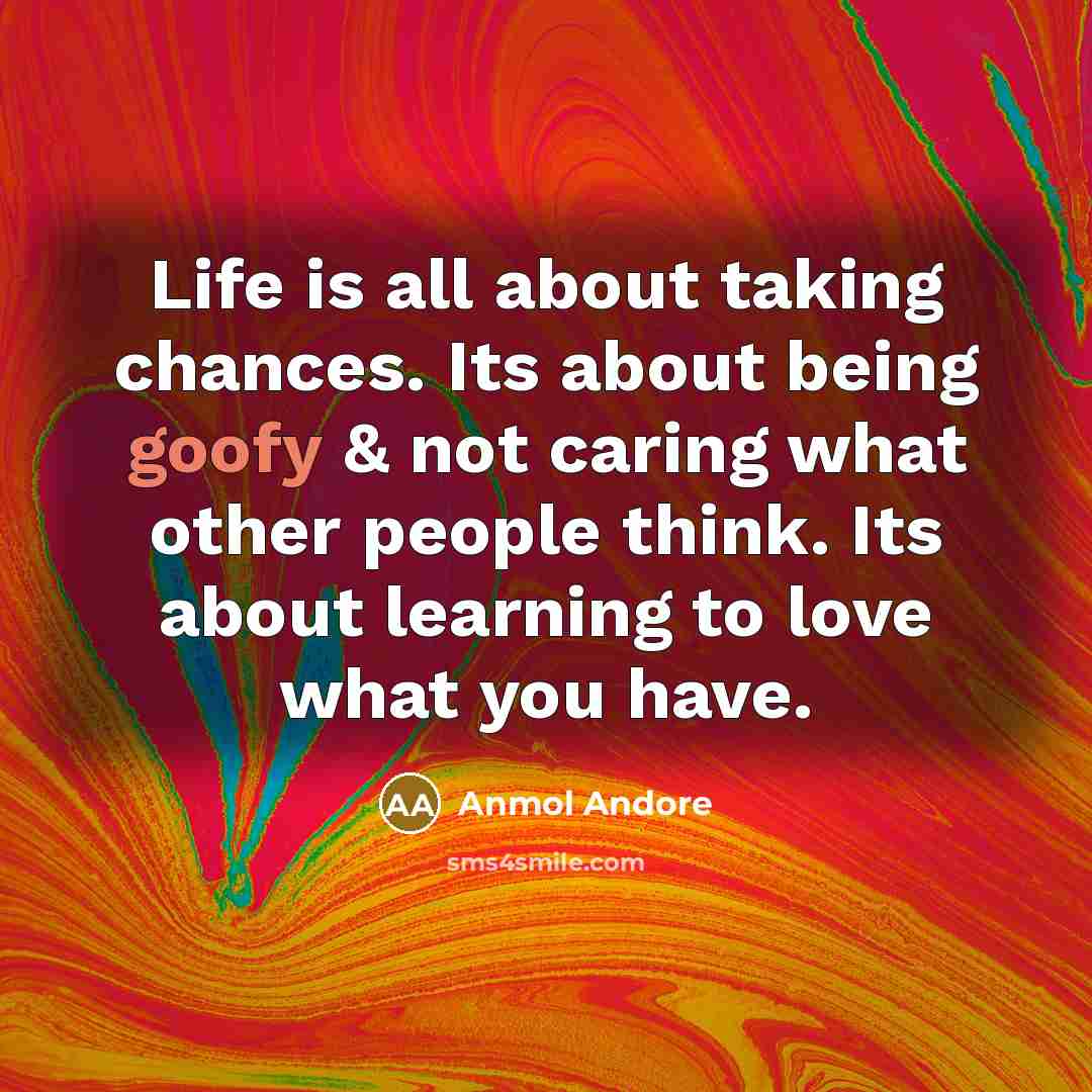 “Life is all about taking chances. Its about being goofy…” quote by Anmol Andore
