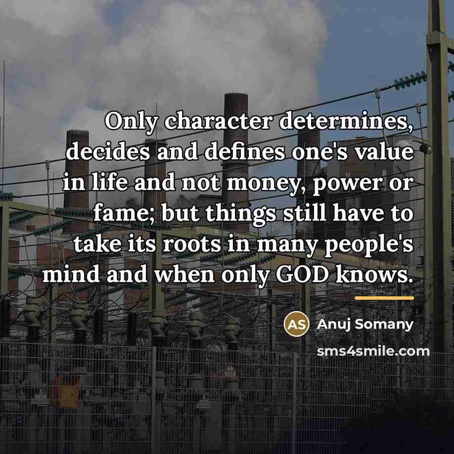 “Only character determines, decides and defines one's value in life…” quote by Anuj Somany