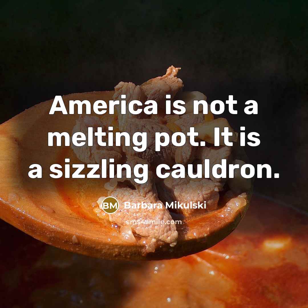 “America is not a melting pot. It is a sizzling…” quote by Barbara Mikulski