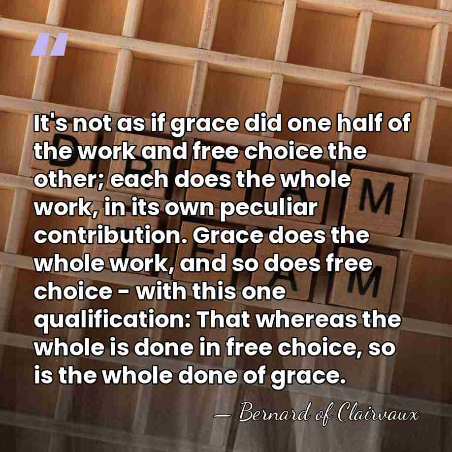 It's not as if grace did one half of the work and&hellip; - Bernard of Clairvaux