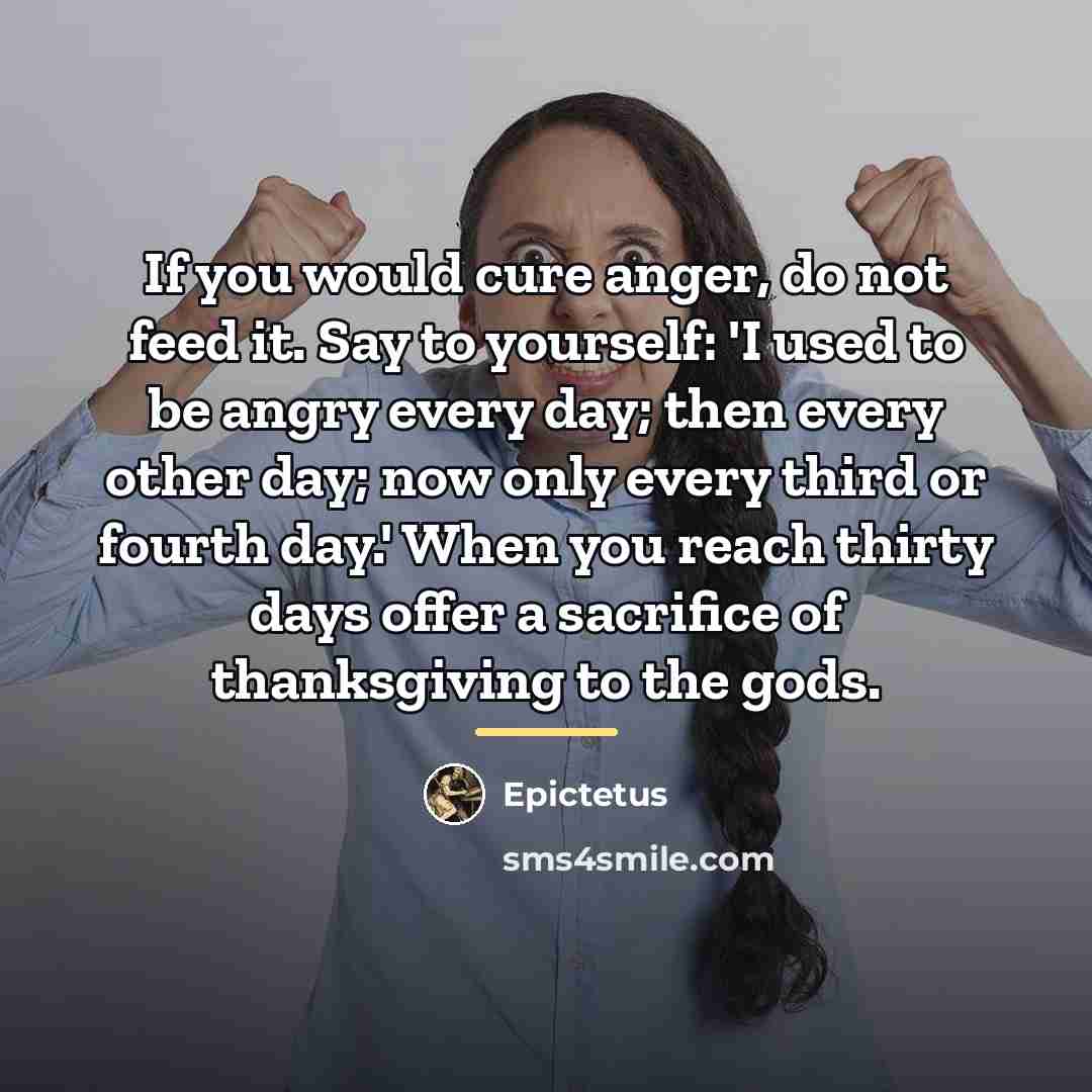 “If you would cure anger, do not feed it. Say…” quote by Epictetus