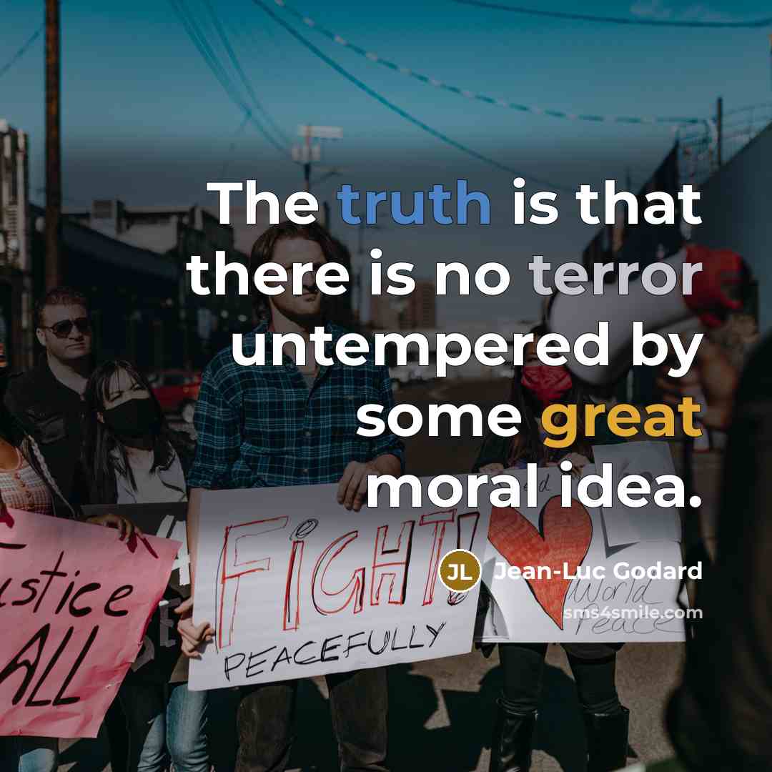 “The truth is that there is no terror untempered by…” quote by Jean-Luc Godard