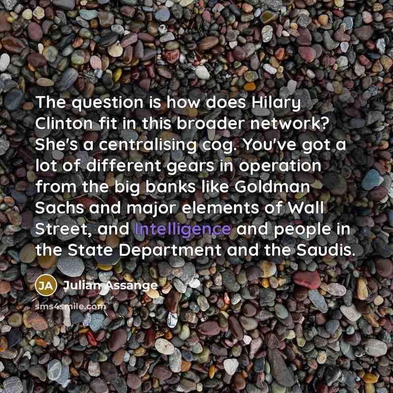 “The question is how does Hilary Clinton fit in this…” quote by Julian Assange