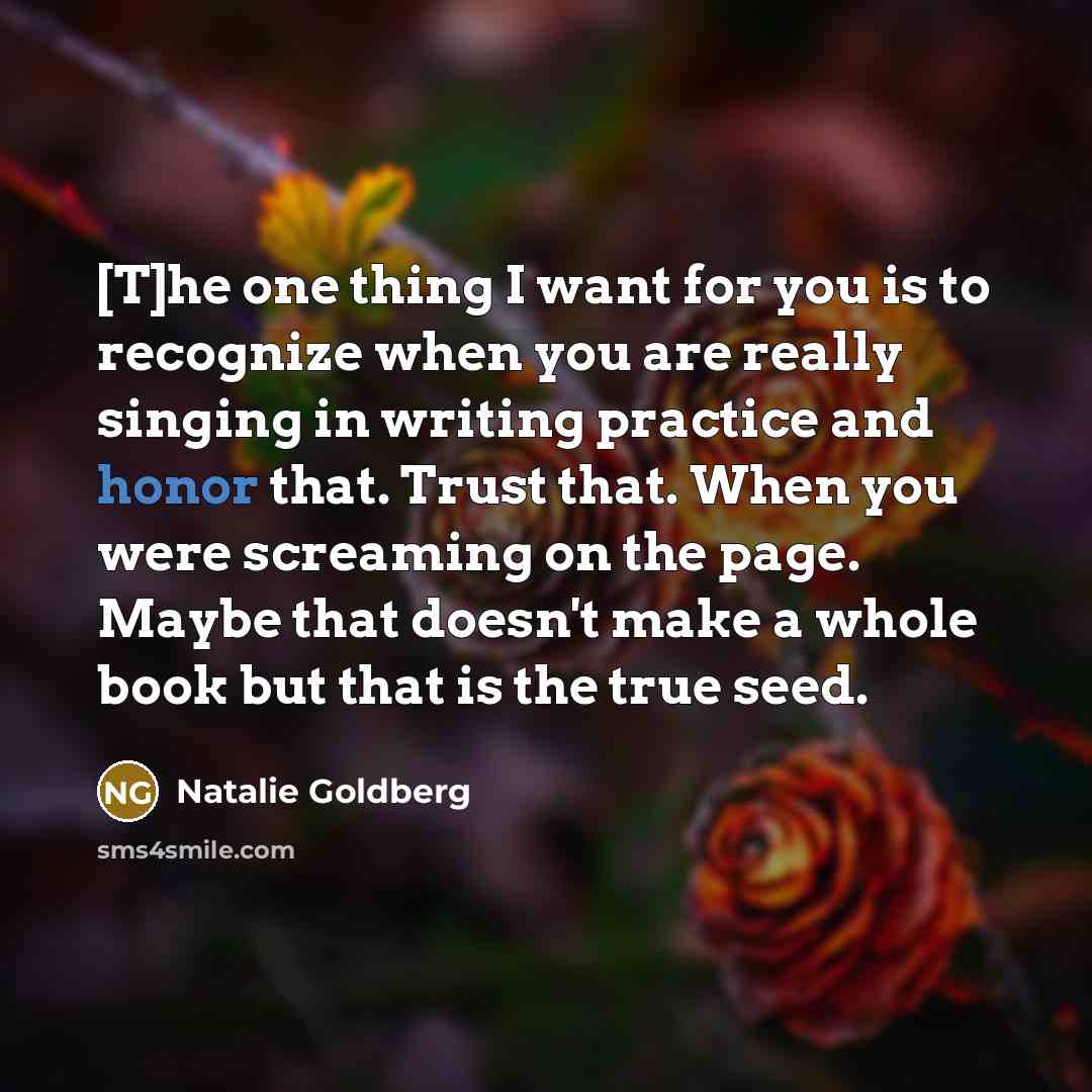 “[T]he one thing I want for you is to recognize…” quote by Natalie Goldberg